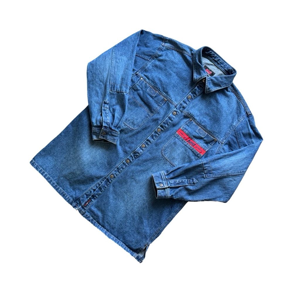 Vintage Y2K Mecca Denim Shirt Jacket – Embroidered Logo